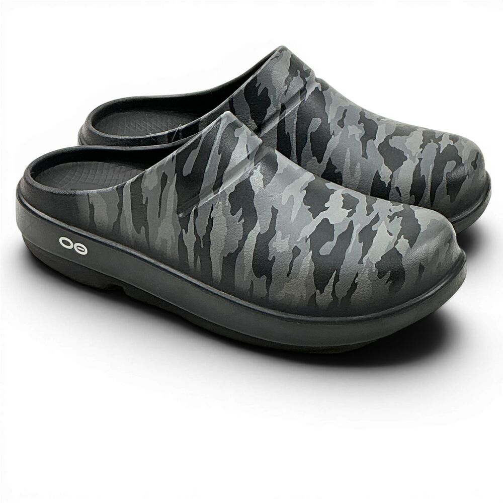 OOFOS OOcloog Camo Recovery Clogs Mules Womens sz 7 Limited Edition Black & Gray - Picture 3 of 13